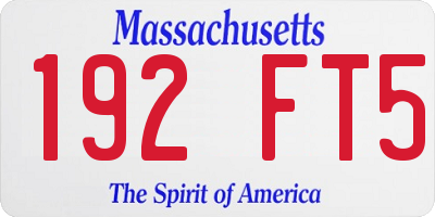 MA license plate 192FT5