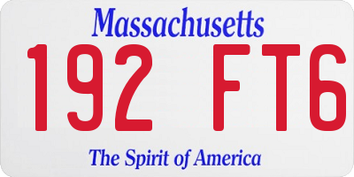 MA license plate 192FT6
