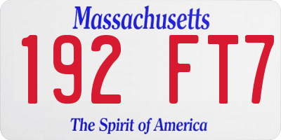 MA license plate 192FT7