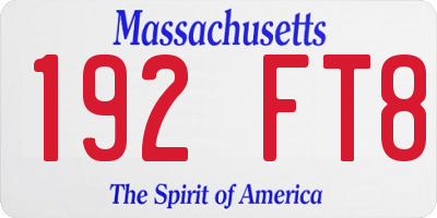 MA license plate 192FT8