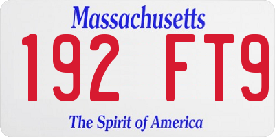 MA license plate 192FT9