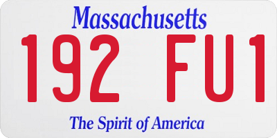 MA license plate 192FU1