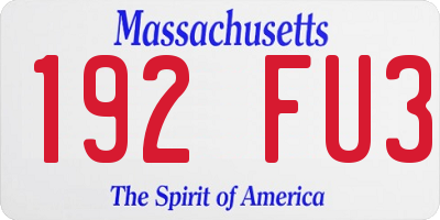 MA license plate 192FU3
