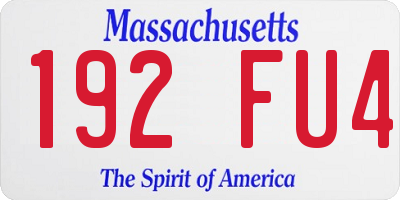 MA license plate 192FU4