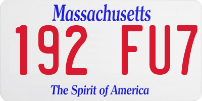 MA license plate 192FU7