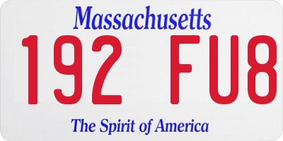 MA license plate 192FU8