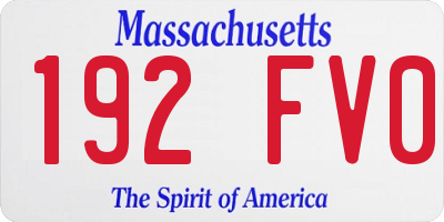 MA license plate 192FV0