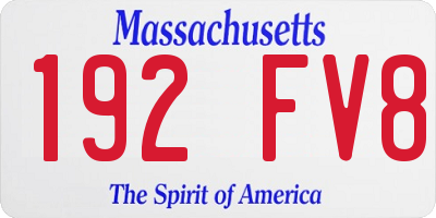 MA license plate 192FV8