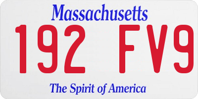 MA license plate 192FV9