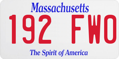 MA license plate 192FW0