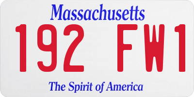MA license plate 192FW1