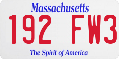 MA license plate 192FW3