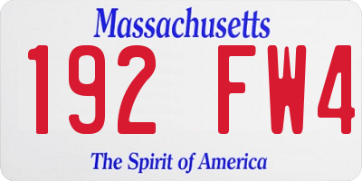 MA license plate 192FW4