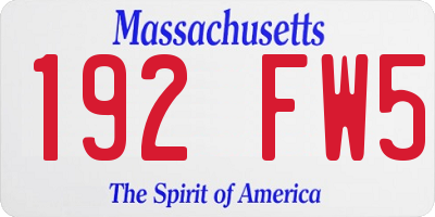 MA license plate 192FW5