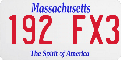 MA license plate 192FX3
