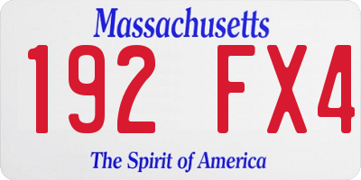 MA license plate 192FX4