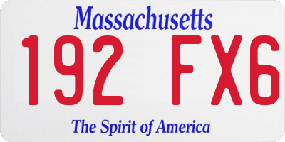 MA license plate 192FX6