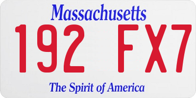 MA license plate 192FX7