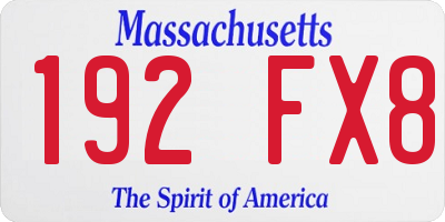 MA license plate 192FX8