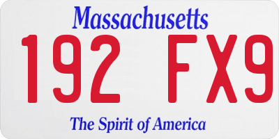 MA license plate 192FX9