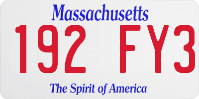 MA license plate 192FY3