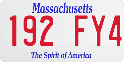 MA license plate 192FY4