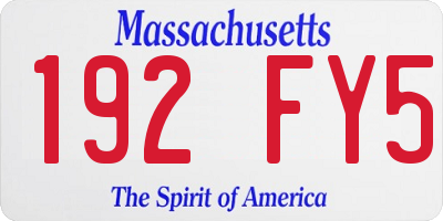 MA license plate 192FY5