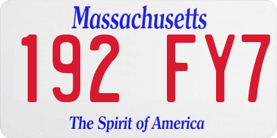 MA license plate 192FY7