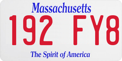 MA license plate 192FY8