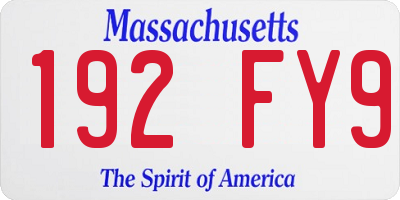 MA license plate 192FY9