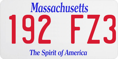 MA license plate 192FZ3