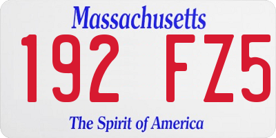 MA license plate 192FZ5