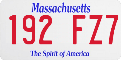 MA license plate 192FZ7