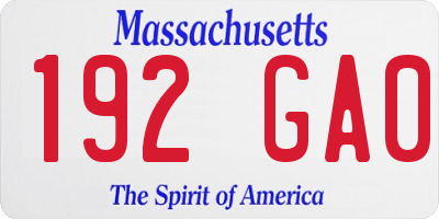 MA license plate 192GA0