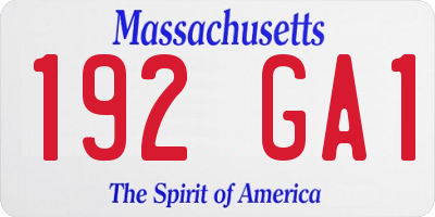 MA license plate 192GA1