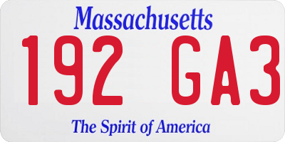 MA license plate 192GA3