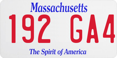 MA license plate 192GA4