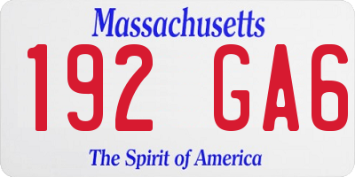 MA license plate 192GA6