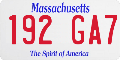 MA license plate 192GA7