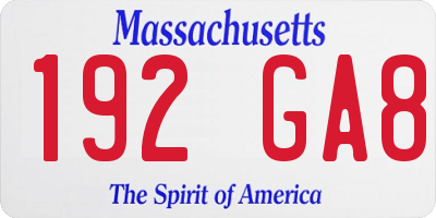 MA license plate 192GA8