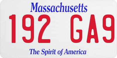 MA license plate 192GA9