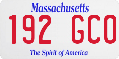 MA license plate 192GC0