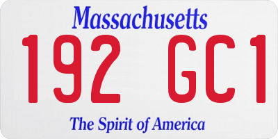 MA license plate 192GC1
