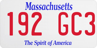 MA license plate 192GC3