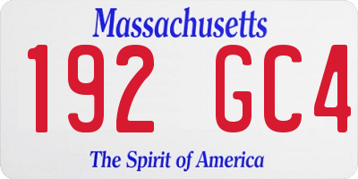 MA license plate 192GC4