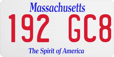 MA license plate 192GC8