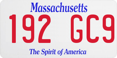MA license plate 192GC9