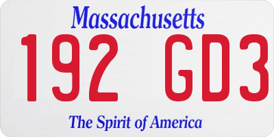 MA license plate 192GD3