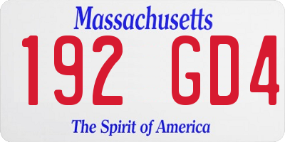 MA license plate 192GD4