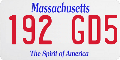 MA license plate 192GD5